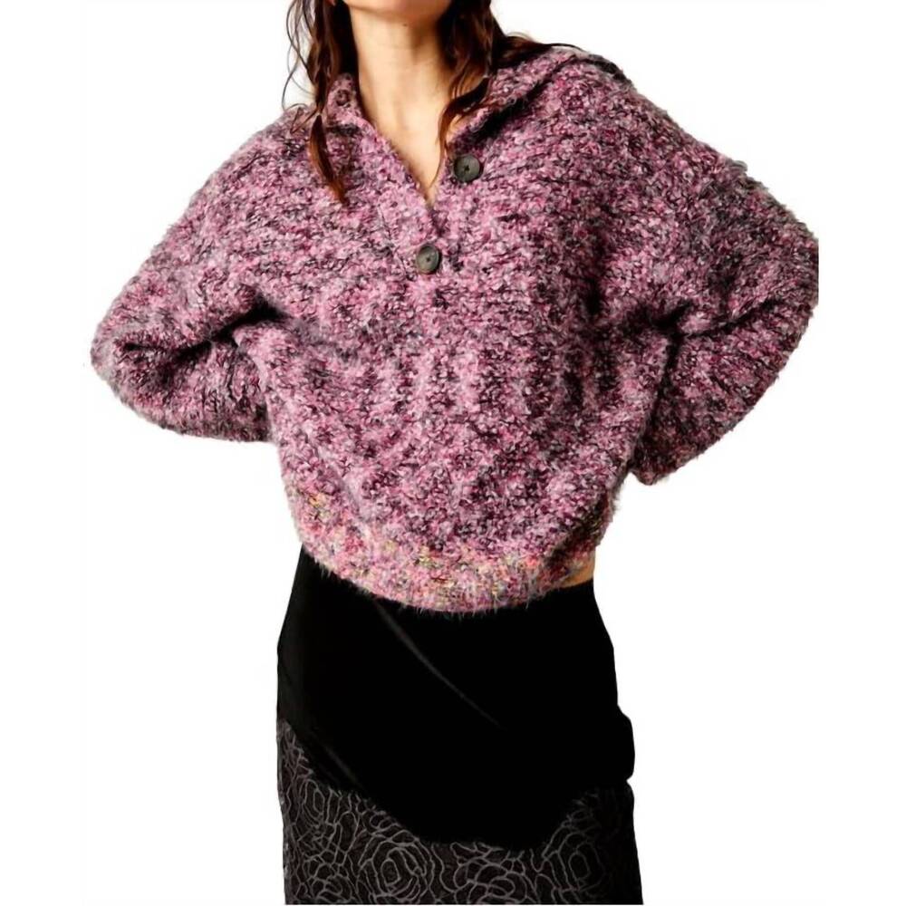 NEW FREE PEOPLE stellar pullover top in shocking pink